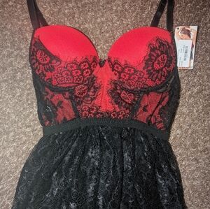 Black and red lingerie top